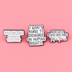 3 Styels English Quotations Anime Alloy Pin Brooch