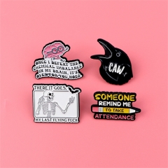 4 Styels Pencil Skull Quotes Anime Alloy Pin Brooch