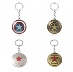 6 Styles Captain America Shield Alloy Keyring 5CM Round Shape Anime House Keychain