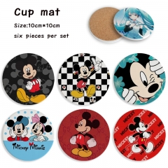 2 Styles 6PCS/SET Mickey Minnie Mouse Cartoon Ceramics Cup Mat Anime Coaster