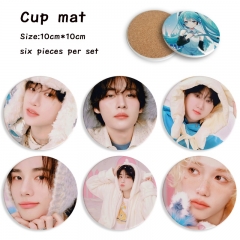 3 Styles 6PCS/SET K-POP Stray Kids Cartoon Ceramics Cup Mat Anime Coaster