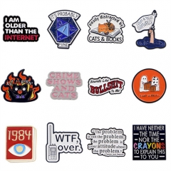 11 Styles English Quotes Anime Alloy Pin Brooch