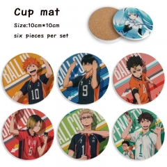 2 Styles 6PCS/SET Haikyuu Cartoon Ceramics Cup Mat Anime Coaster