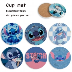 2 Styles 6PCS/SET Lilo & Stitch Cartoon Ceramics Cup Mat Anime Coaster