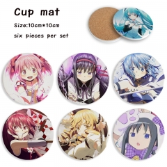 2 Styles 6PCS/SET Puella Magi Madoka Magica Cartoon Ceramics Cup Mat Anime Coaster