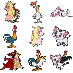 8 Styels Chicken and Cow Anime Alloy Pin Brooch