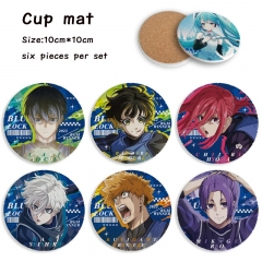 6PCS/SET Blue Lock Cartoon Ceramics Cup Mat Anime Coaster