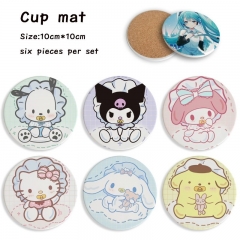 2 Styles 6PCS/SET Sanrio Cartoon Ceramics Cup Mat Anime Coaster