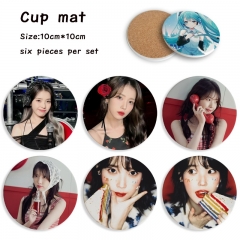 2 Styles 6PCS/SET IU Cartoon Ceramics Cup Mat Anime Coaster