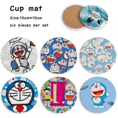 2 Styles 6PCS/SET Doraemon Cartoon Ceramics Cup Mat Anime Coaster