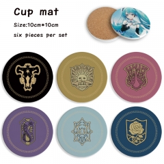 2 Styles 6PCS/SET Black Clover Cartoon Ceramics Cup Mat Anime Coaster