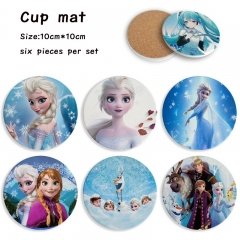 2 Styles 6PCS/SET Frozen Cartoon Ceramics Cup Mat Anime Coaster