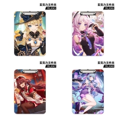 5 Styles Genshin Impact Cartoon Character Anime Acrylic File Folder
