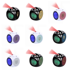 11 Styles Black Clover Cartoon LCD Anime White/Black Projection Alarm Clock (with Light)