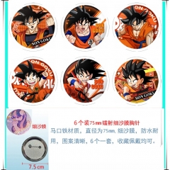 75mm 6PCS/SET 2 Styles Dragon Ball Z Cartoon Pin Anime Tinplate Brooch