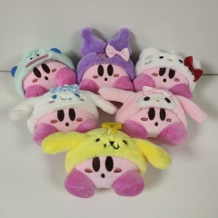 6pcs/set 10CM Kirby Cinnamoroll Cartoon Anime Plush Toy Pendant