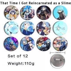 44mm 12pcs/set That Time I Got Reincarnated as a Slime Cartoon Pin Anime Tinplate Brooch