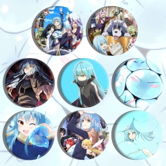 58mm 2 Styles 8pcs/set That Time I Got Reincarnated as a Slime Cartoon Pin Anime Tinplate Brooch