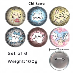 chiikawa-2 动漫马口铁亮膜徽章胸章(6个一套）75mm