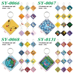 7 Styles 12pcs/set Pokemon Cartoon Anime Keychain