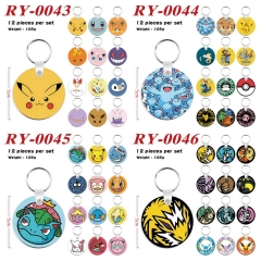 7 Styles 12pcs/set Pokemon Cartoon Anime Keychain