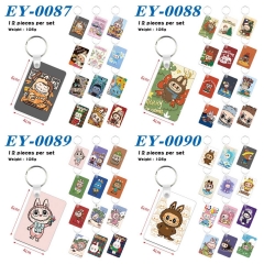 8 Styles 12pcs/set POP MART Labubu Cartoon Anime Keychain