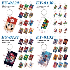 6 Styles 12pcs/set Super Mario Bro Cartoon Anime Keychain