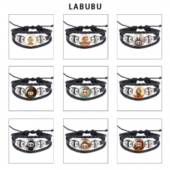 LABUBU 12 动漫水晶皮绳手链（5个起批）