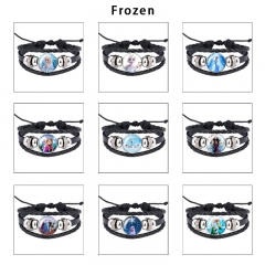 冰雪奇缘 13 动漫水晶皮绳手链（5个起批）