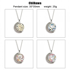 chiikawa 12 动漫双面水晶旋转宝石项链