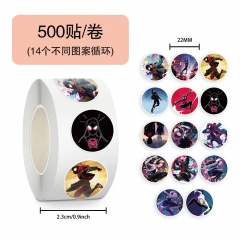 500贴14张循环蜘蛛侠纵横宇宙卷卷贴水杯防水手机壳跨境贴纸批发