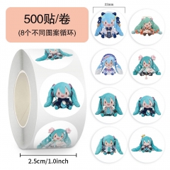 500贴/卷初音未来fufu卷卷贴奖励贴纸装饰汽车封口贴手账胶带批发