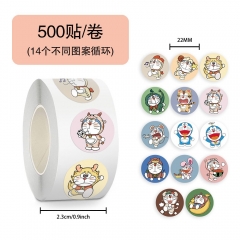 500贴14张循环生肖哆啦A梦卷卷贴笔记本水杯防水手机跨境贴纸批发