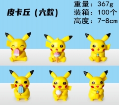 6pcs/set 7-8CM Pokemon Pikachu Cartoon Anime PVC Figure