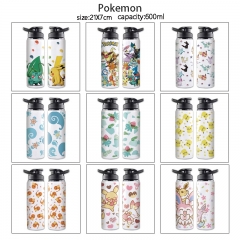 600ML 10 Styles Pokemon Cartoon Aluminum Alloy Anime Sport Cup