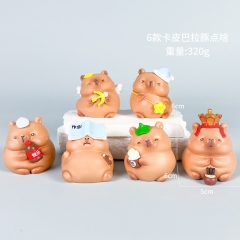 2 Styles 6pcs/set Capybara Cartoon Surprise Blind Box Anime PVC Figures