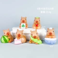 2 Styles 6pcs/set Capybara Cartoon Surprise Blind Box Anime PVC Figures