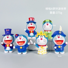 新品哆啦a梦手办盲盒叮当机器猫环游世界桌面摆件蓝胖子玩具