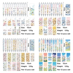 Chiikawa 动漫明星周边印花圆珠笔中性笔(12个一套）