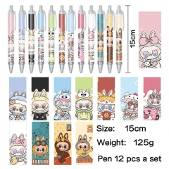 labubu 动漫明星周边印花圆珠笔中性笔(12个一套）