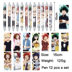 我的英雄学院 动漫明星周边印花圆珠笔中性笔(12个一套）