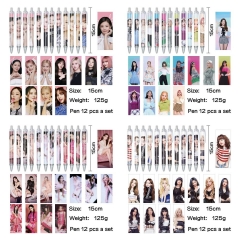 BLACKPINK 动漫明星周边印花圆珠笔中性笔(12个一套）