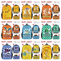 11 Styles Pokemon Cartoon Canvas Anime Backpack Bag+Lunch Bag+Pencil Bag Set