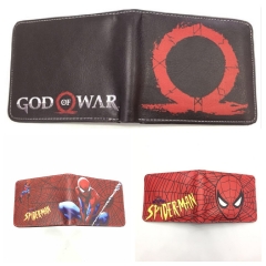 3 Styles God of War Spider-Man Cartoon PU Purse Anime Short Wallet