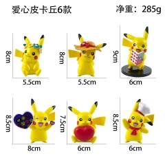 9CM 6PCS/SET Pokemon Pikachu Cartoon Model Toy Anime PVC Figure