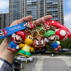 跨境超级玛丽马里奥钥匙扣小礼品汽车钥匙链包包PVC软胶挂件批发