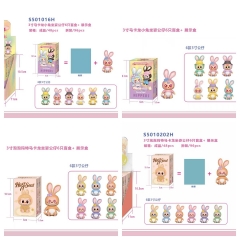 3寸泡泡玛特马卡龙坐姿公仔6只盲盒+展示盒