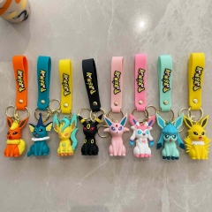 8 Styles Pokemon Cartoon PVC Anime Figures Keychain