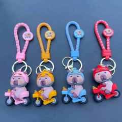 4 Styles Capybara Cartoon PVC Anime Figures Keychain