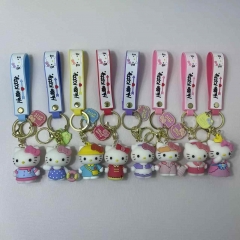 8 Styles Hello Kitty Cartoon PVC Anime Figures Keychain